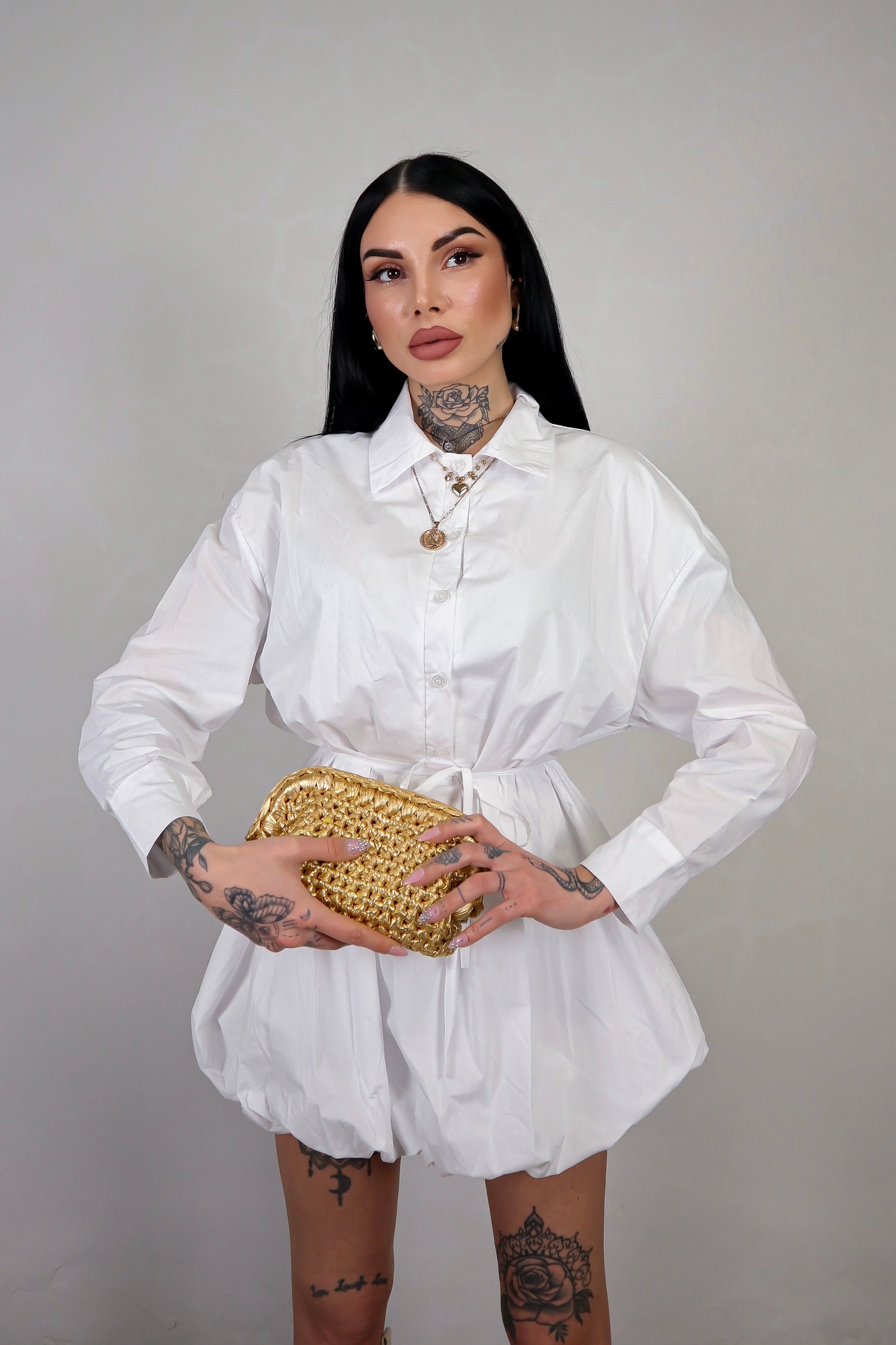 Abito Camicia Balloon - Bianco