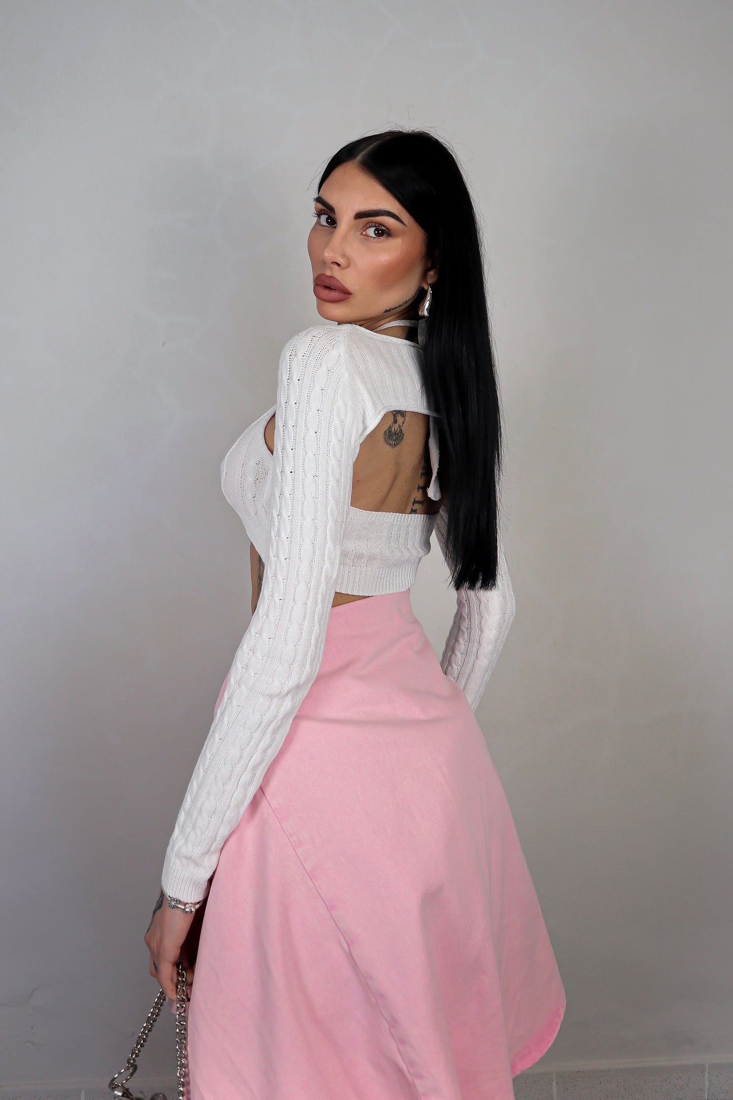 Maglia Crop Duo - Bianco