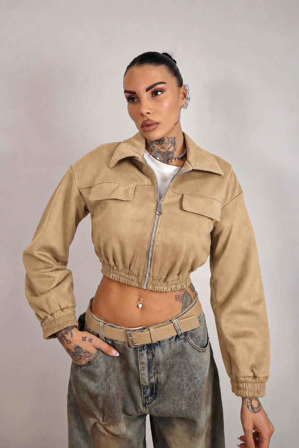 Bomber scamosciato Zahra - Beige