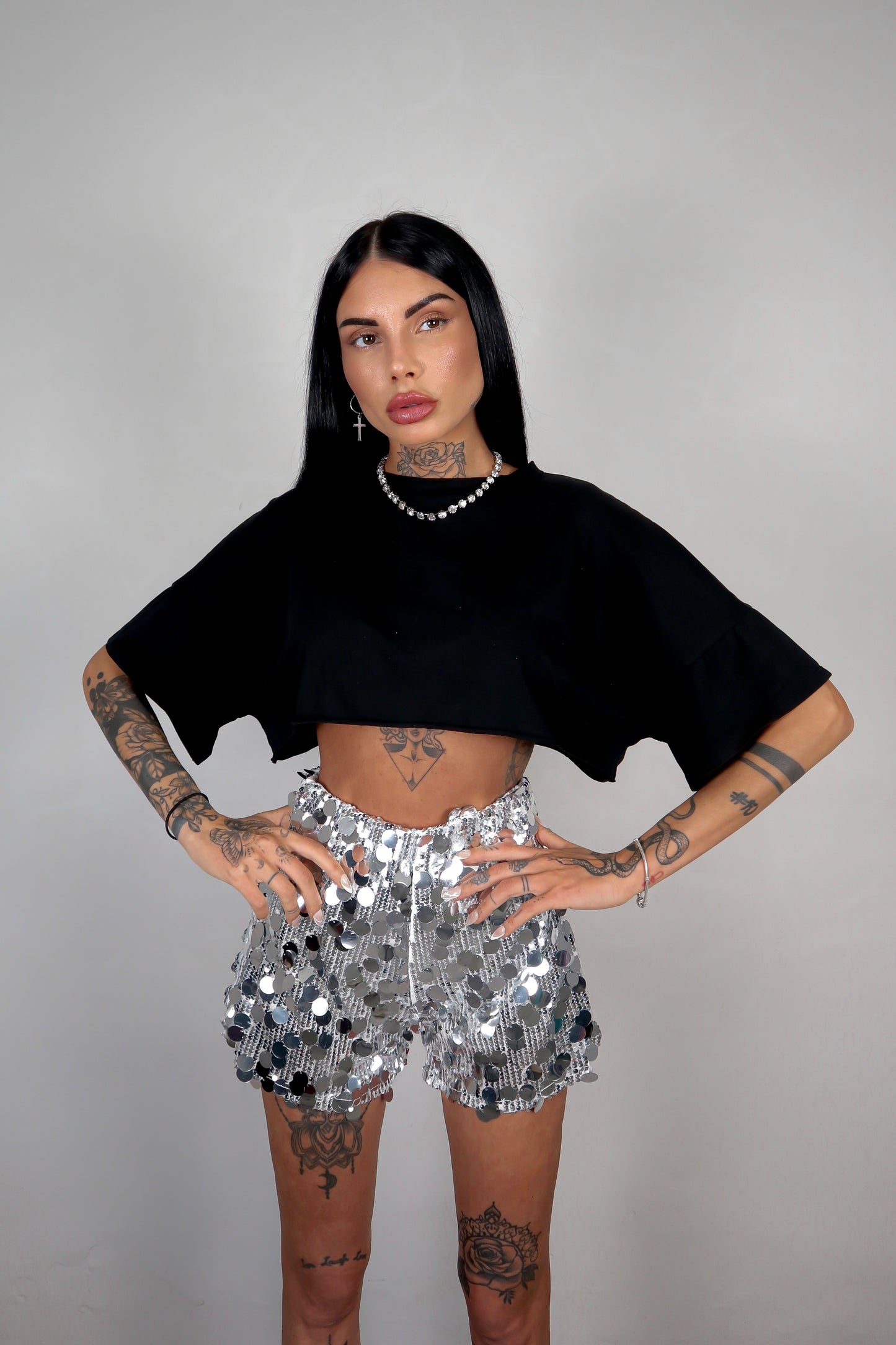 Shorts Paillettes Astrid - Argento