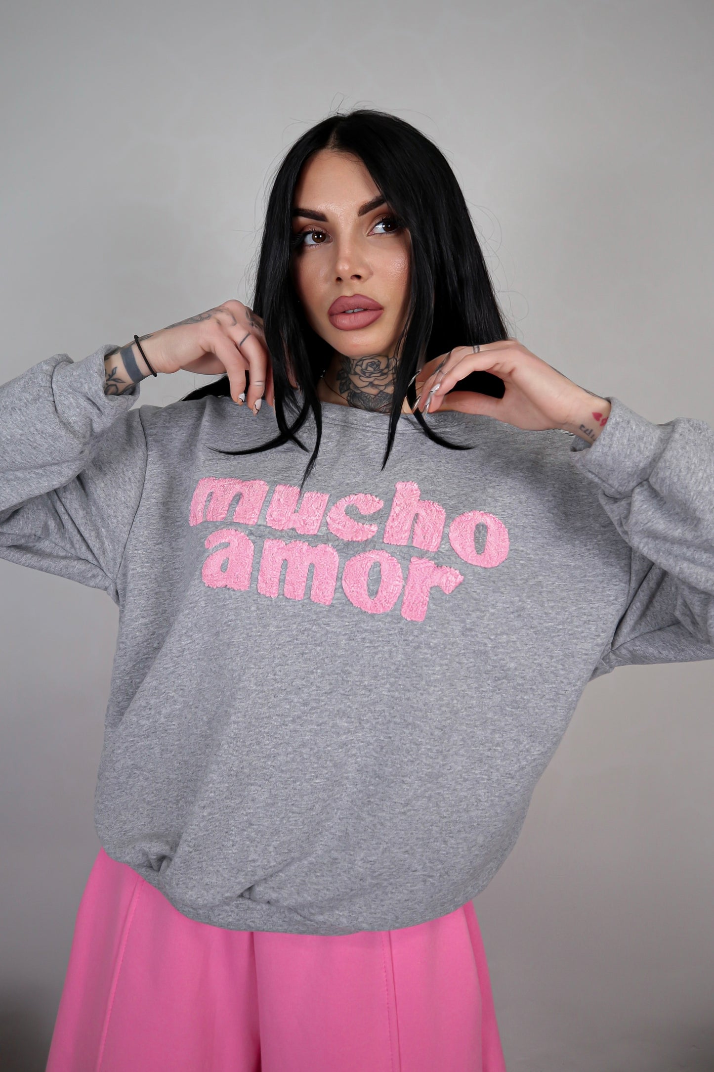 Felpa Mucho Amor - Grigio