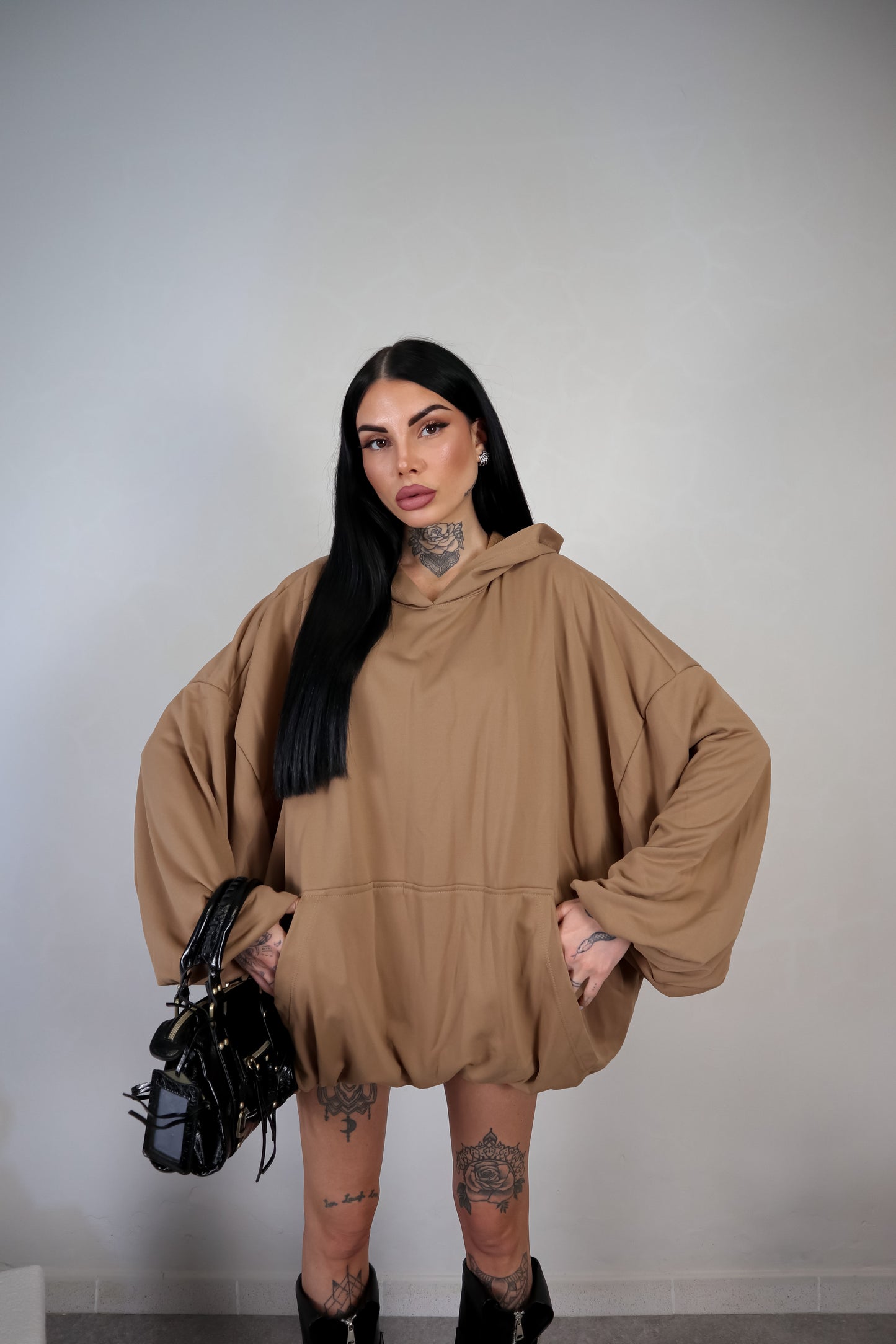 Abito Felpa Overall - Camel