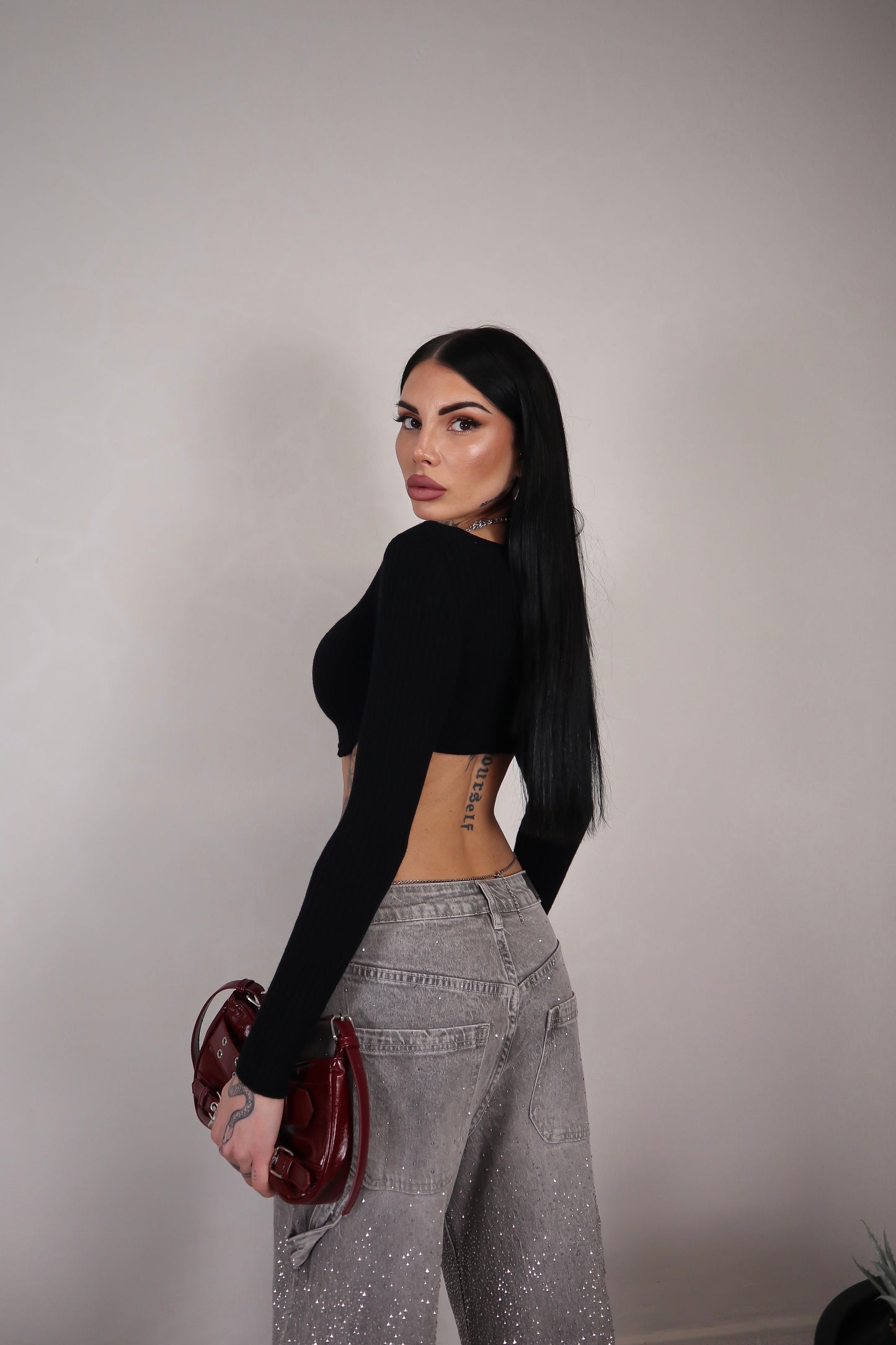 Maglia Crop Wave - Nero
