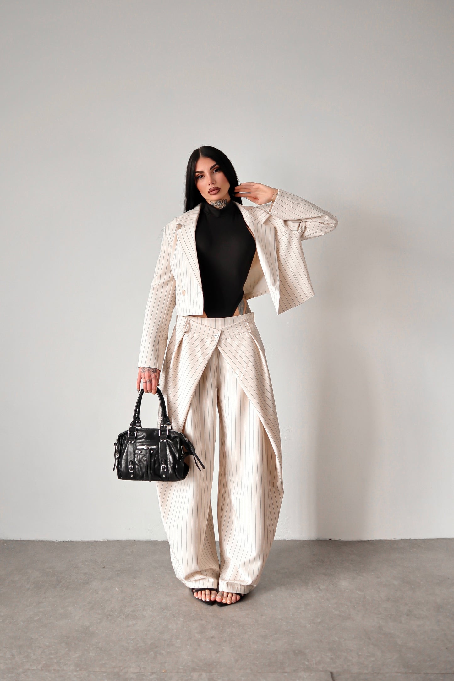 Tailleur gessato Amal - Bianco sporco