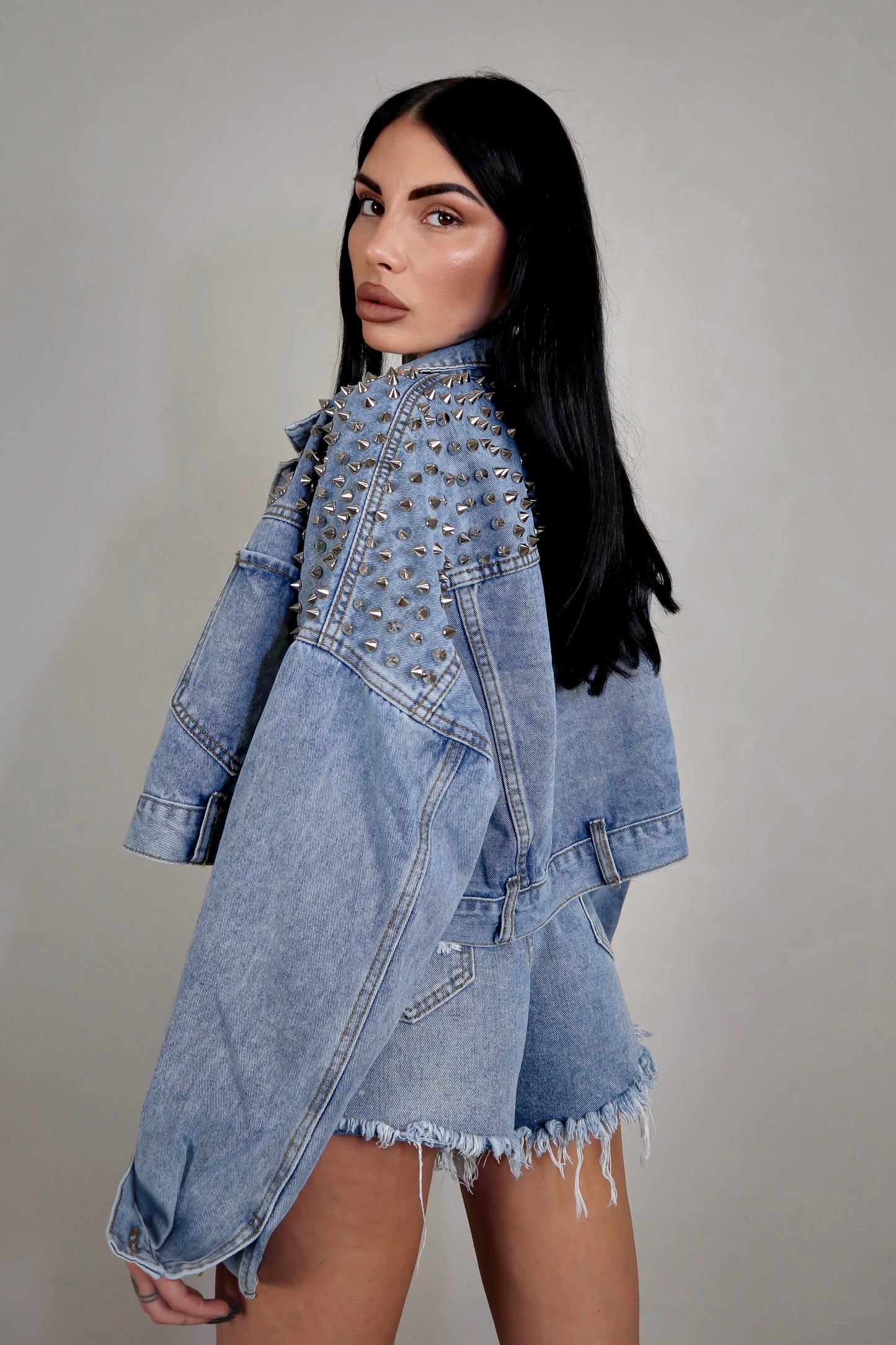 Giacca denim borchie Amber