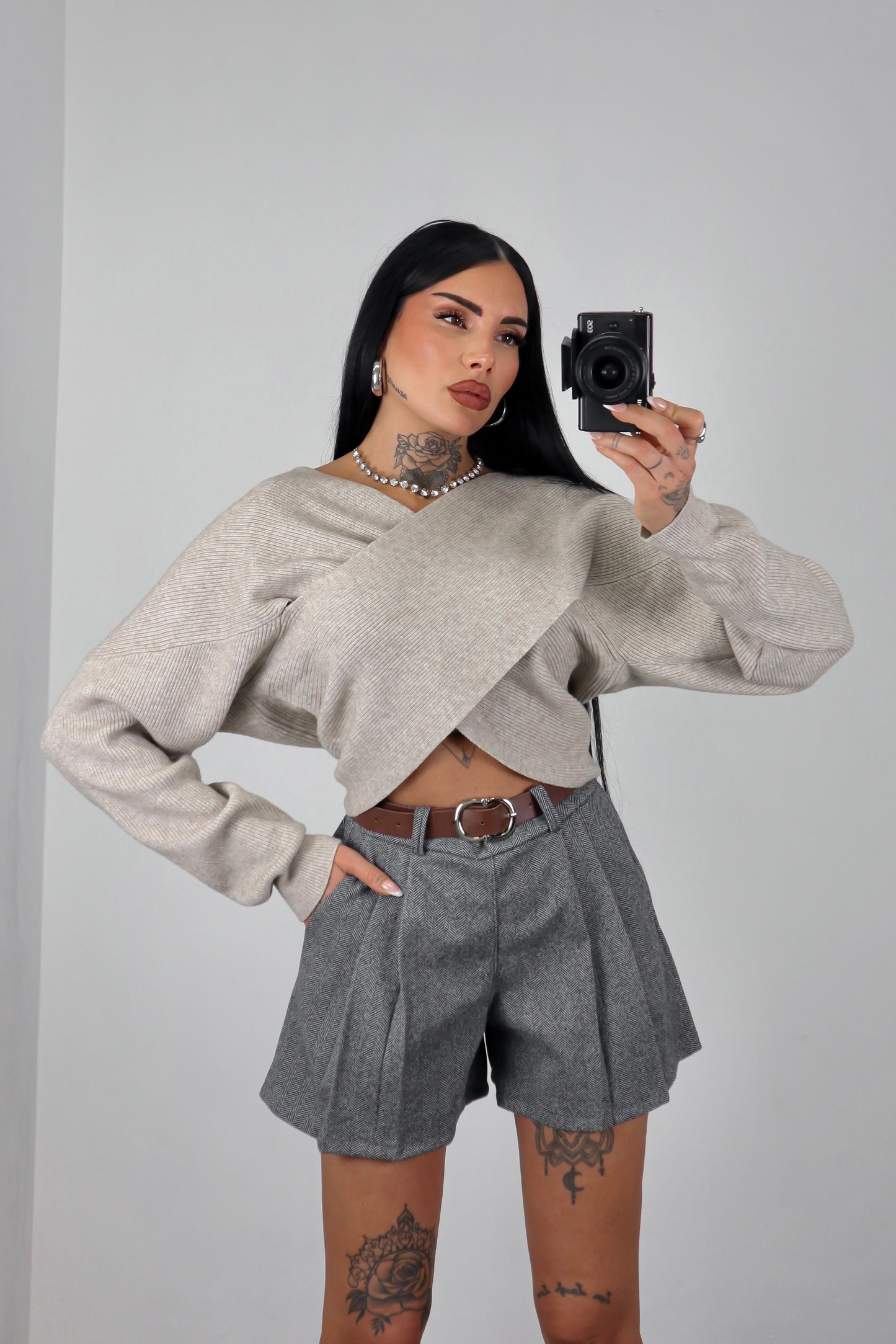 Maglione Incrocio - Tortora