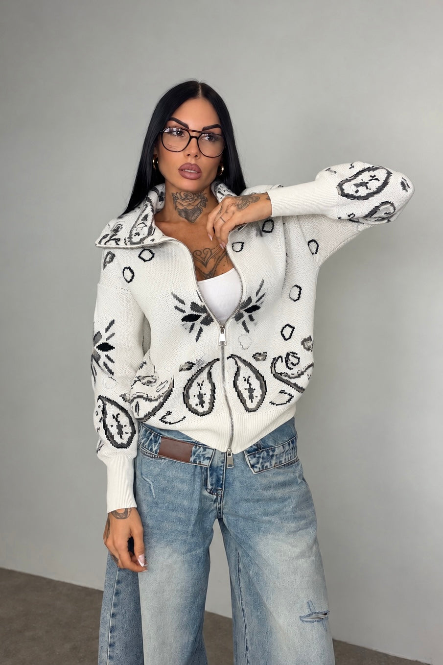 Cardigan Bandana - Bianco