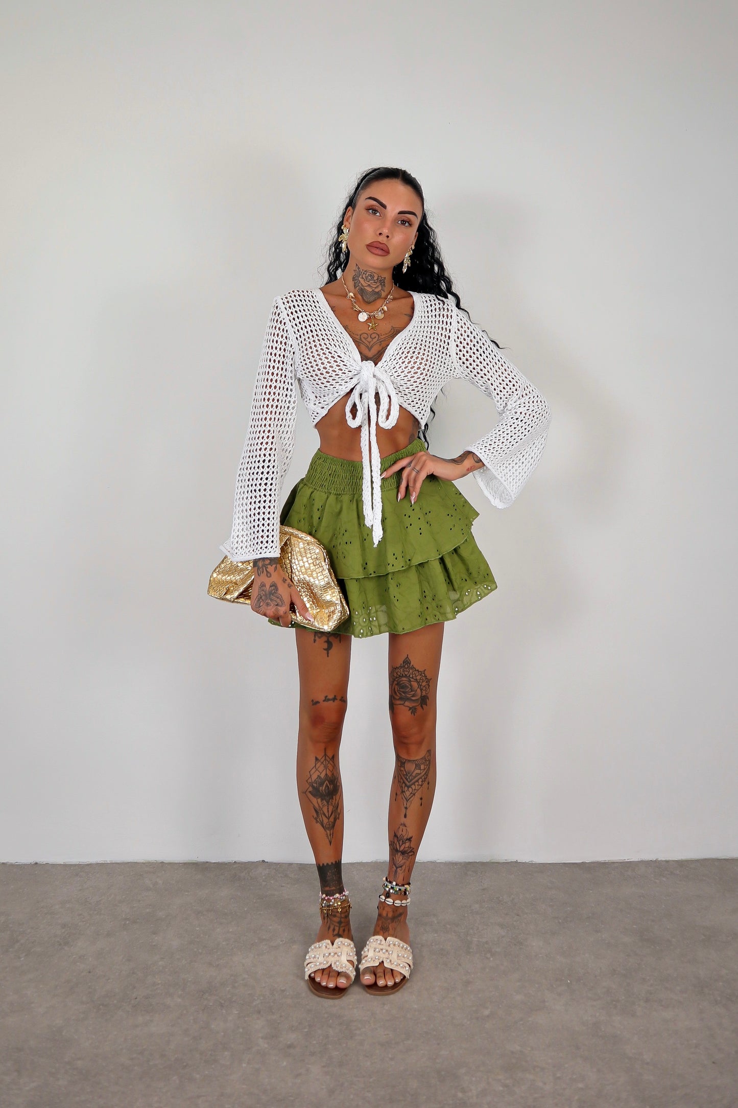 Cardigan traforato - Bianco