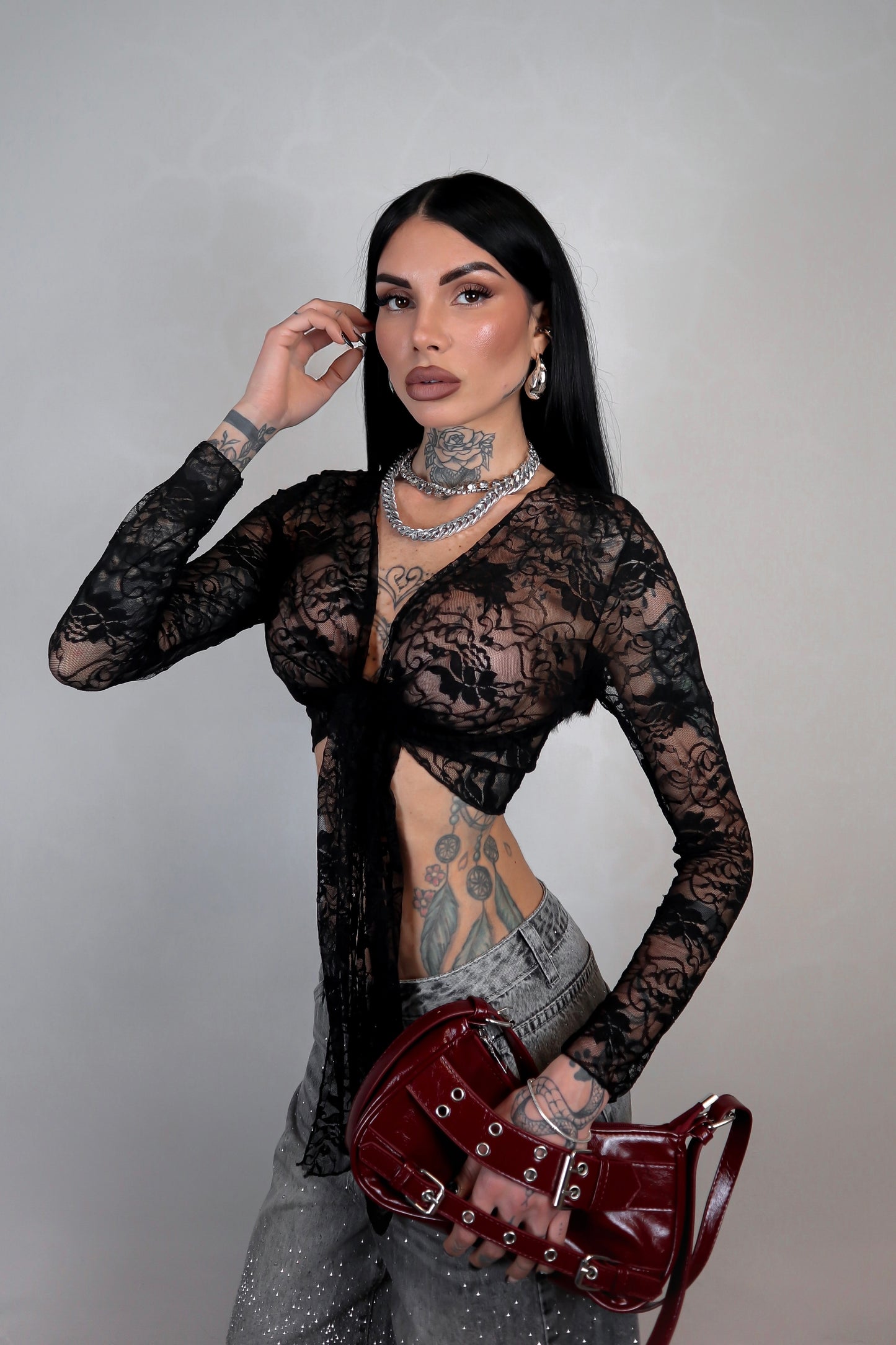 Top Coprispalle Pizzo - Nero