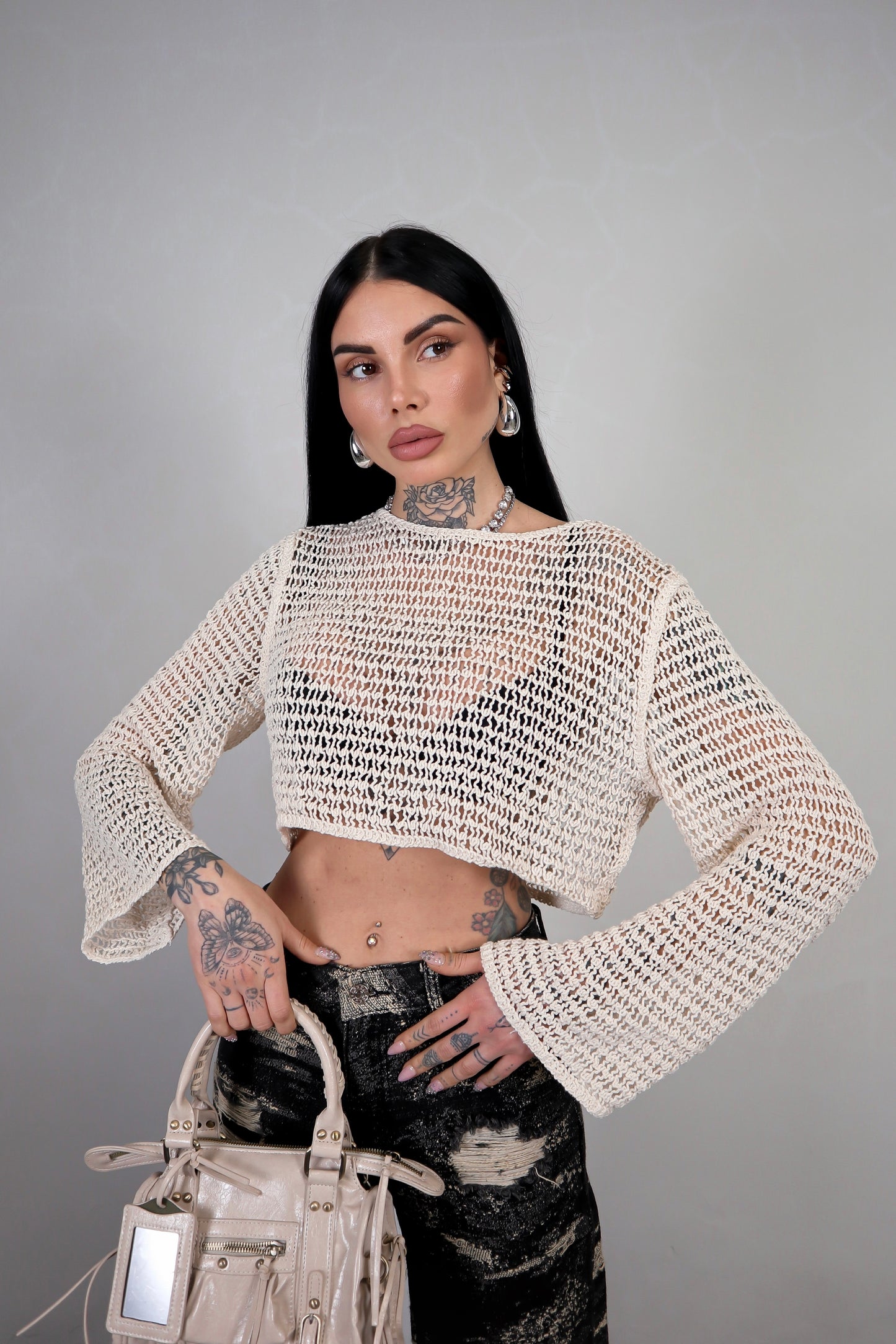 Maglia Crochet Wild - Beige