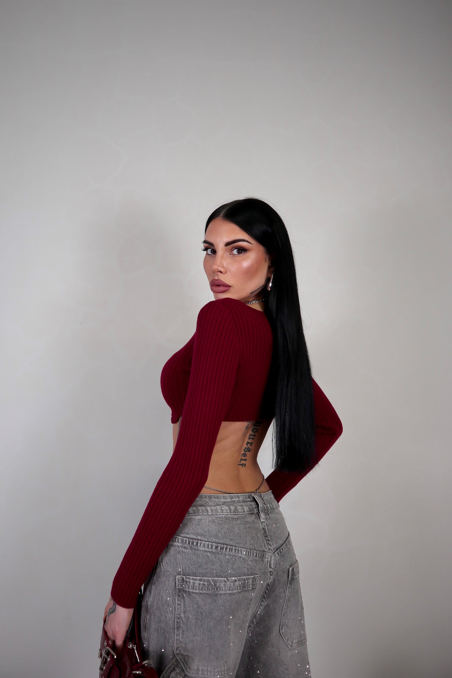 Maglia Crop Wave - Bordeaux