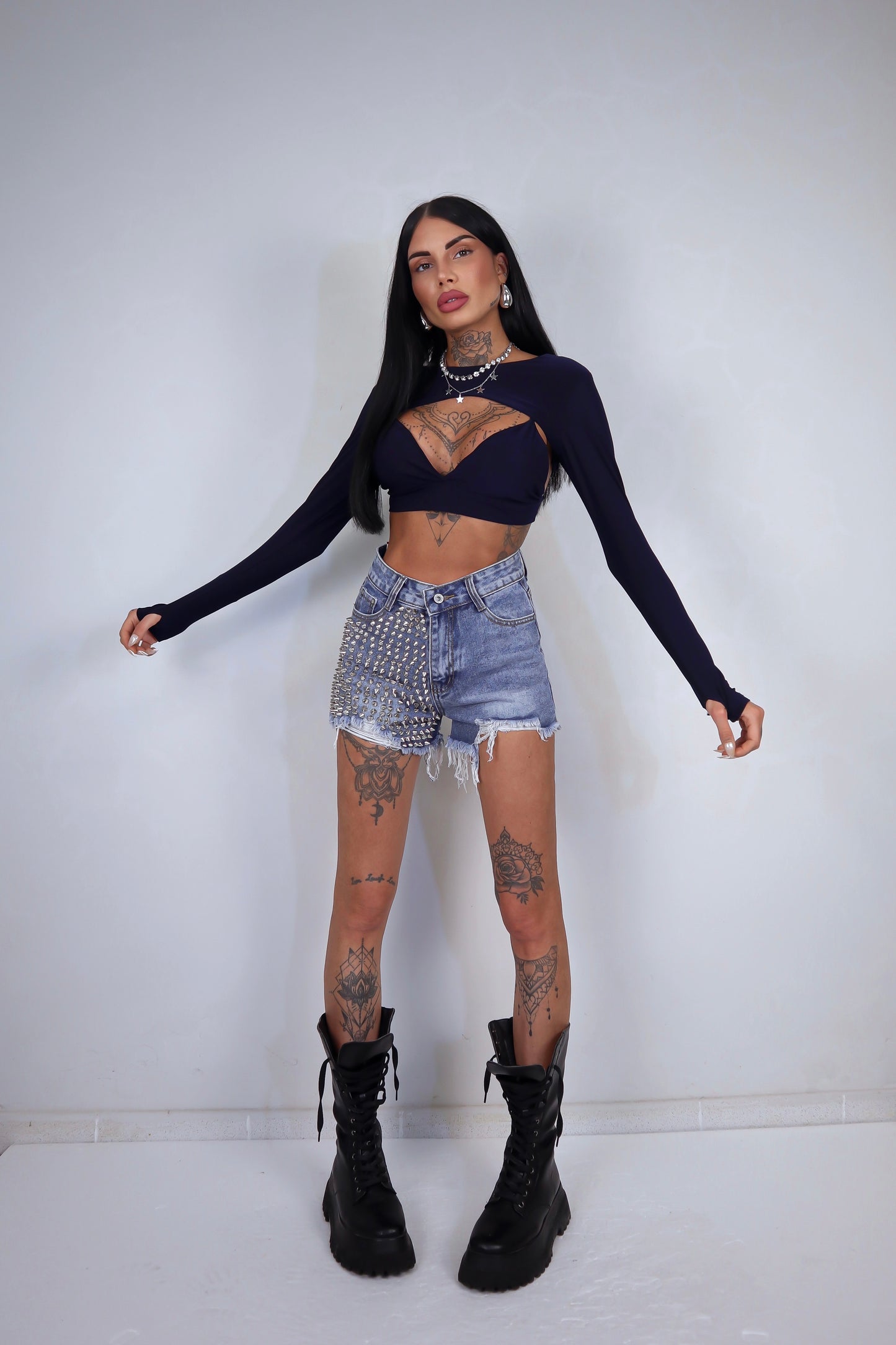 Shorts denim Borchie - Denim