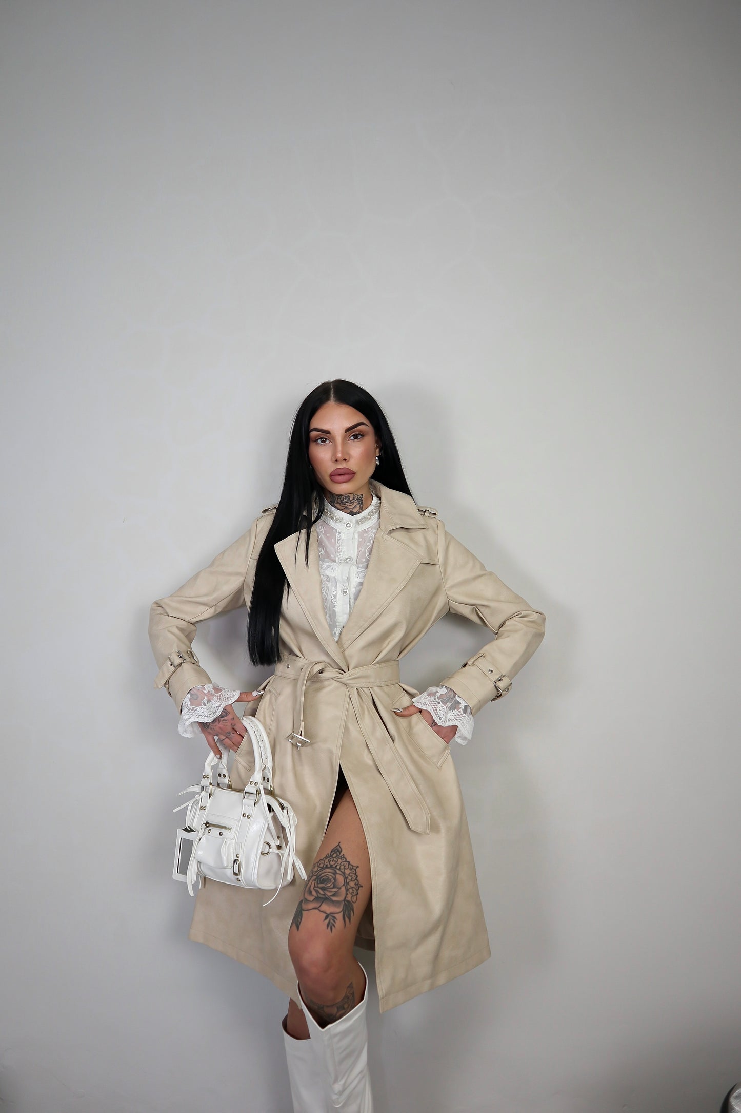 Trench Ecopelle Snake - Beige