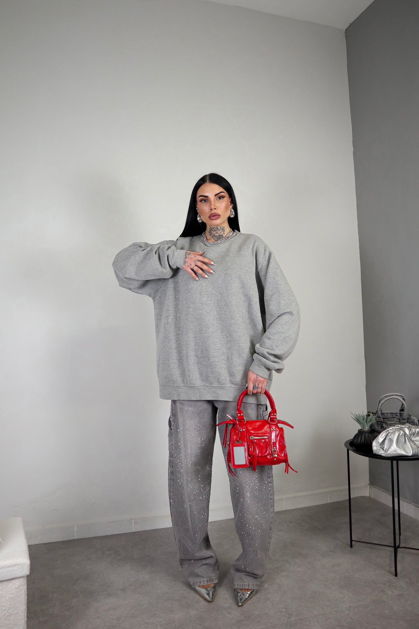 Felpa Unisex Oversize - Grigio