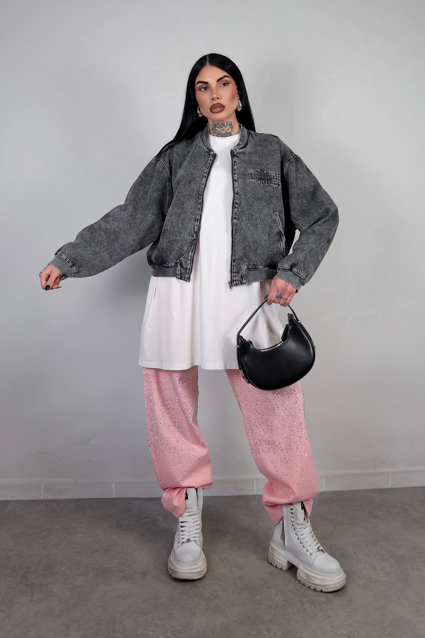 Bomber denim Street - Nero fumo