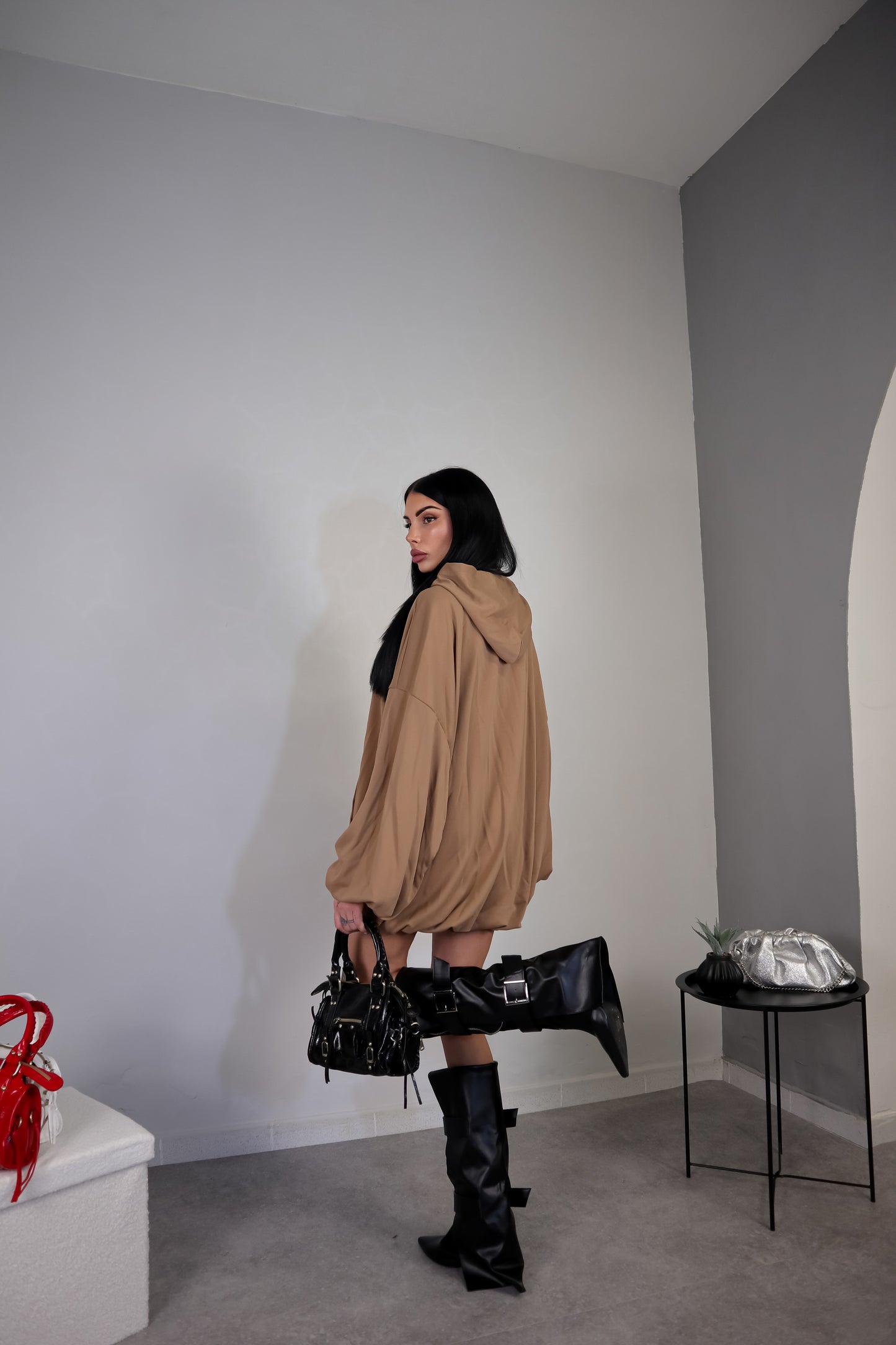 Abito Felpa Overall - Camel