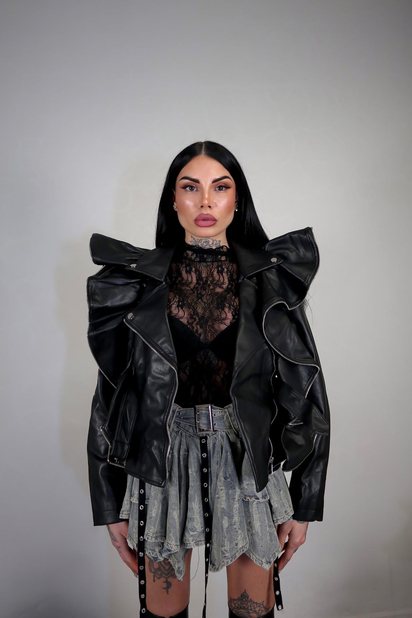 Giacca Ecopelle Butterfly - Nero