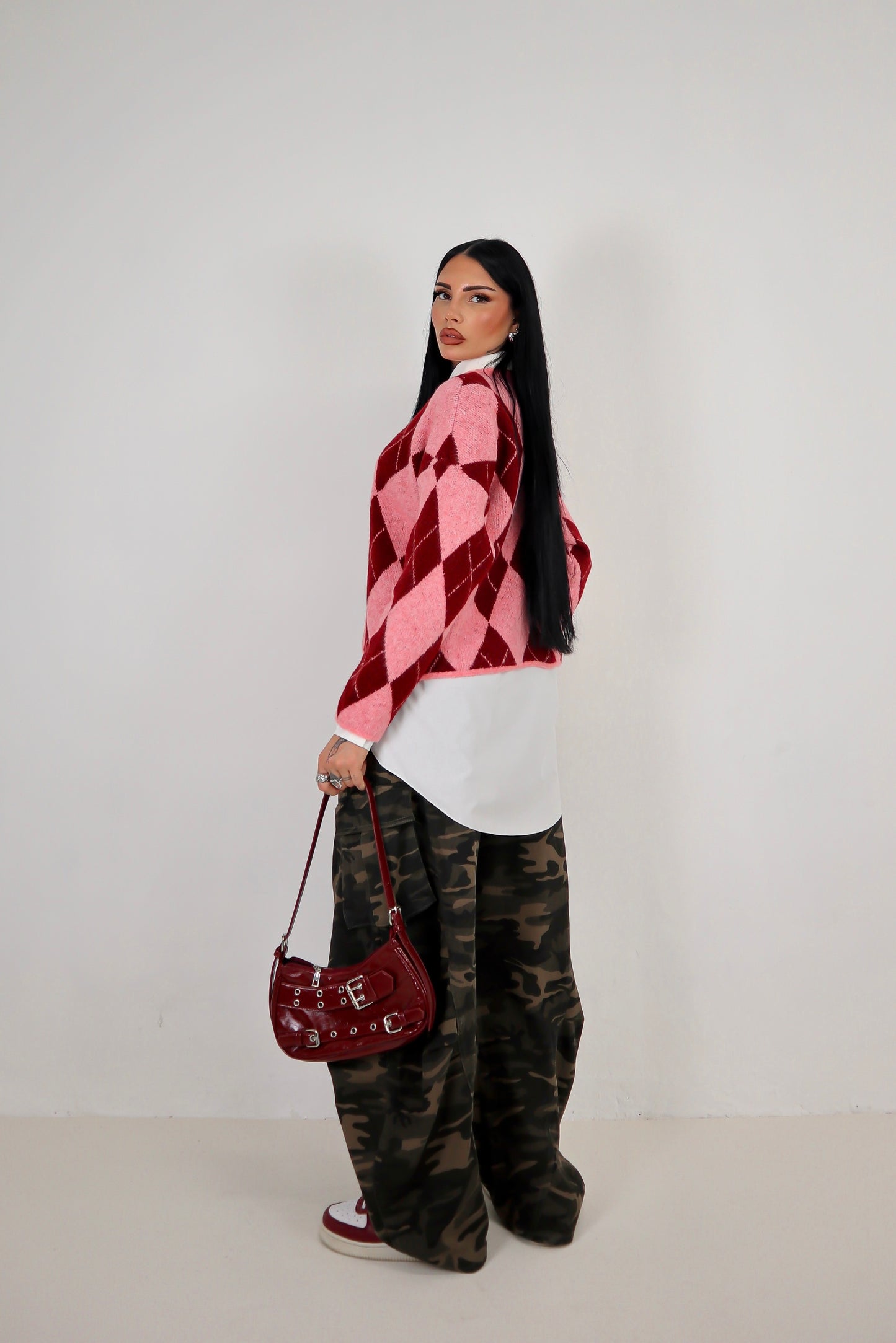 Maglione Rombi - Rosa/Bordeaux