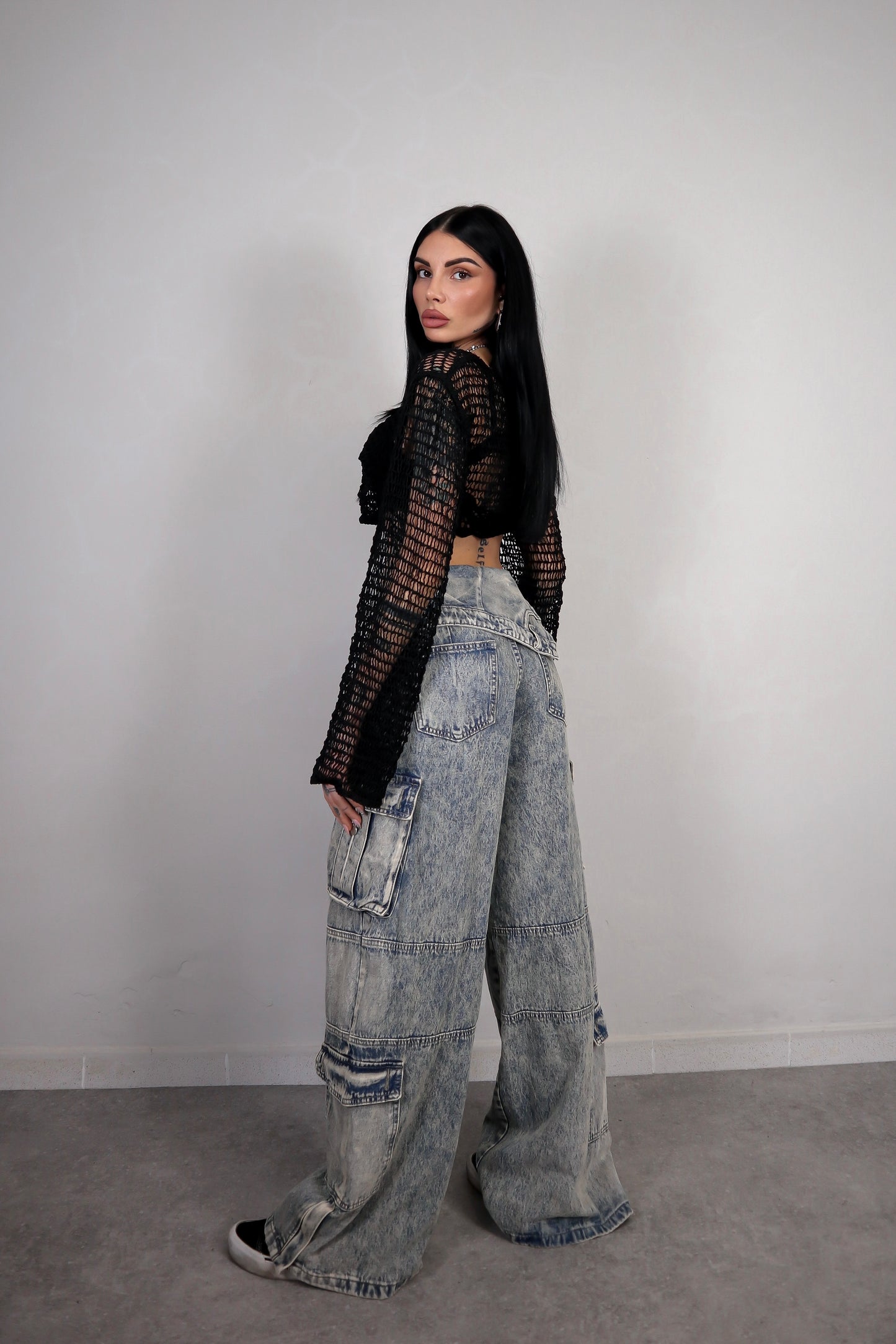 Maglia Crochet Wild - Nero