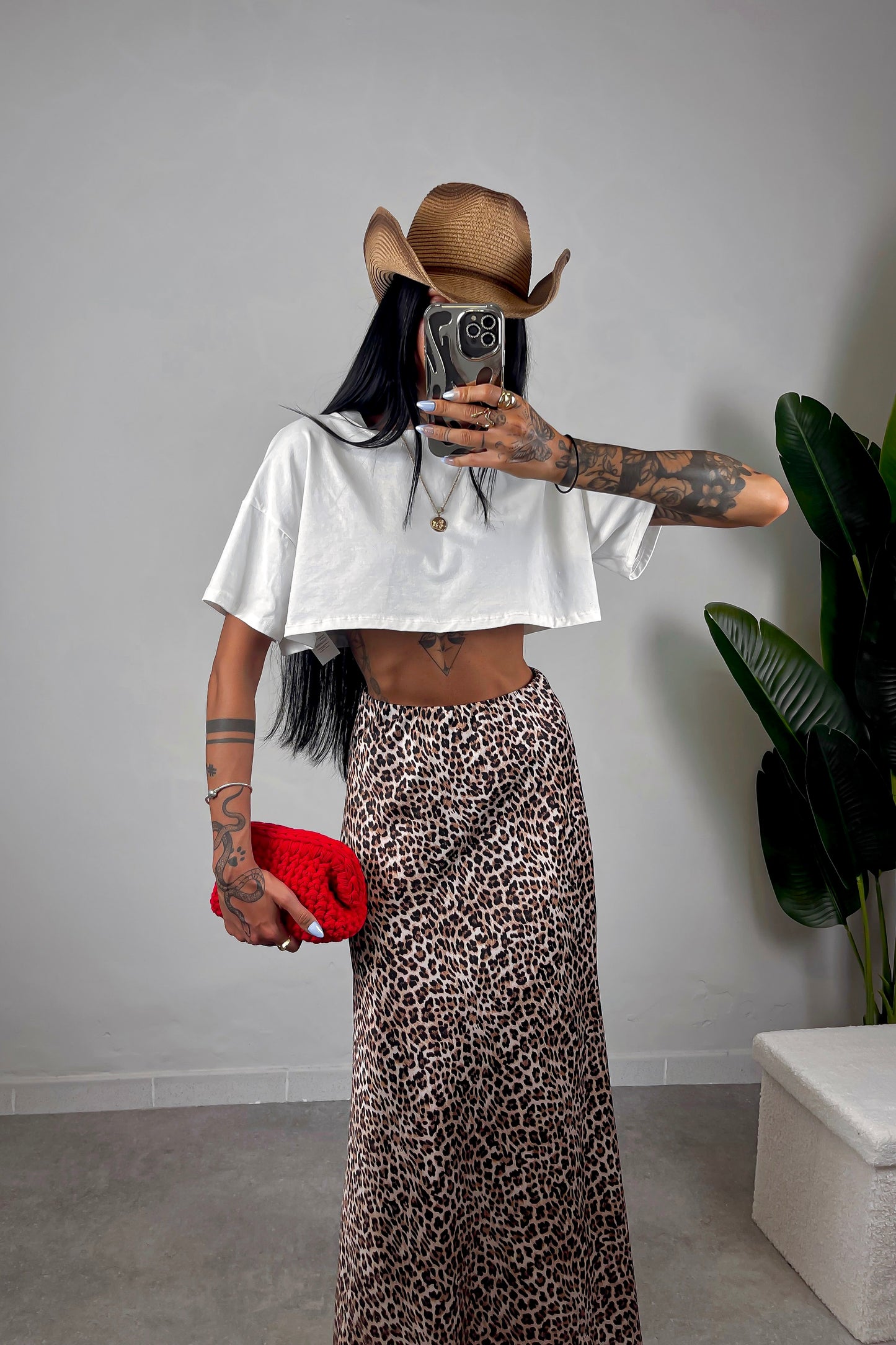 Gonna Lunga Satin Leopardata