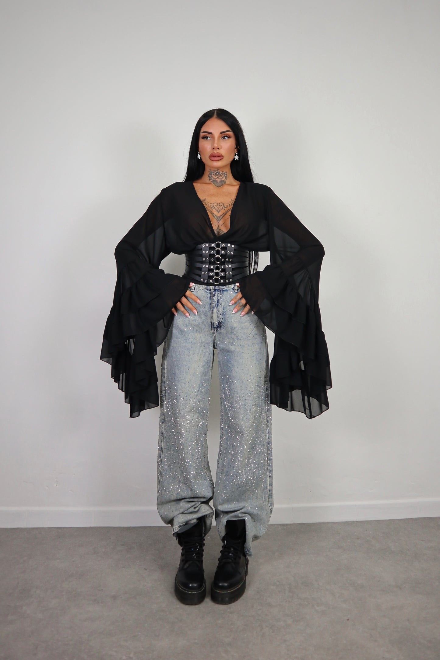 Blusa Morticia - Nero
