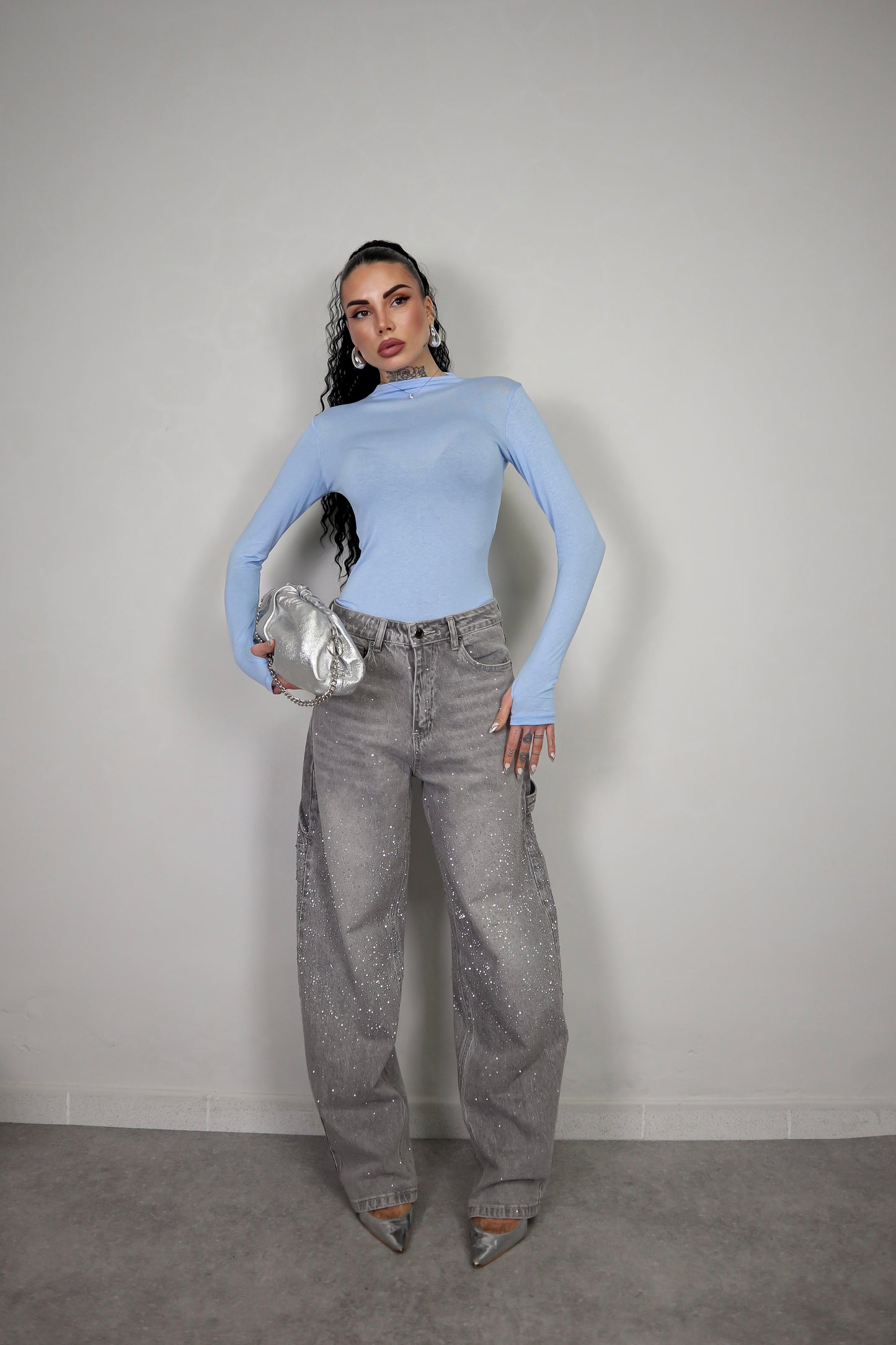 Body Velato Guantino - Celeste