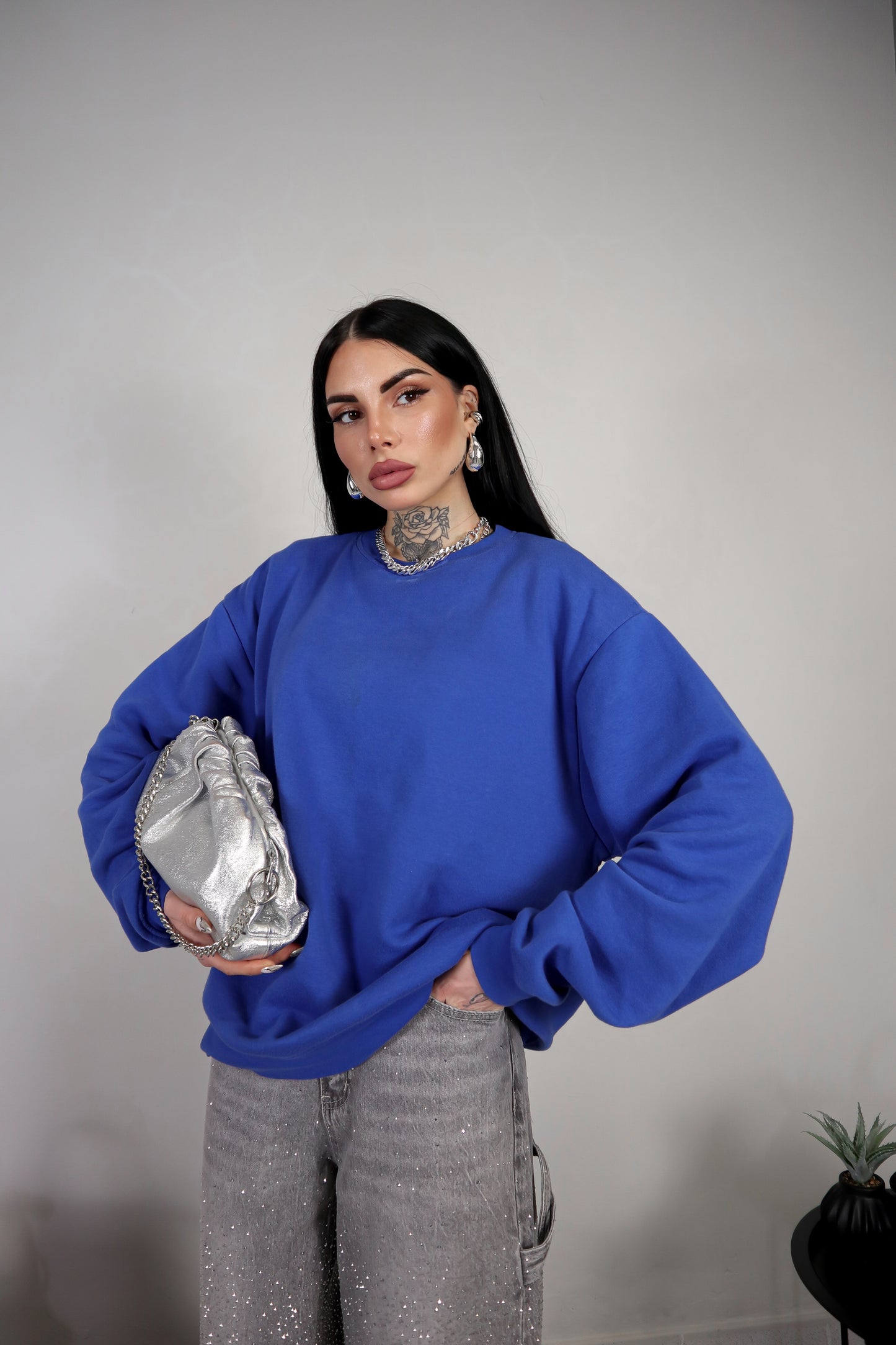 Felpa Unisex Oversize - Blu
