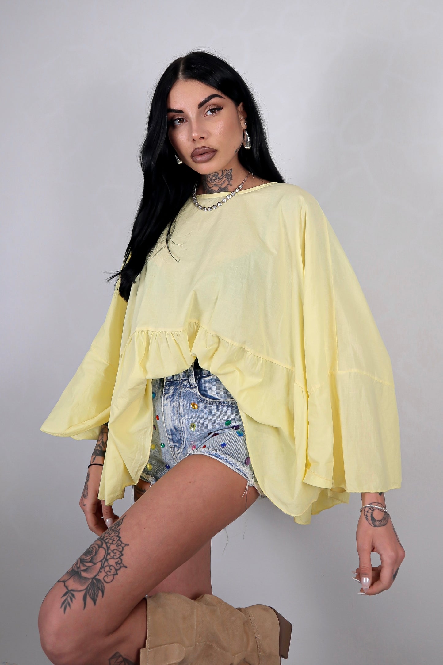 Blusa cotone Zahira - Giallo