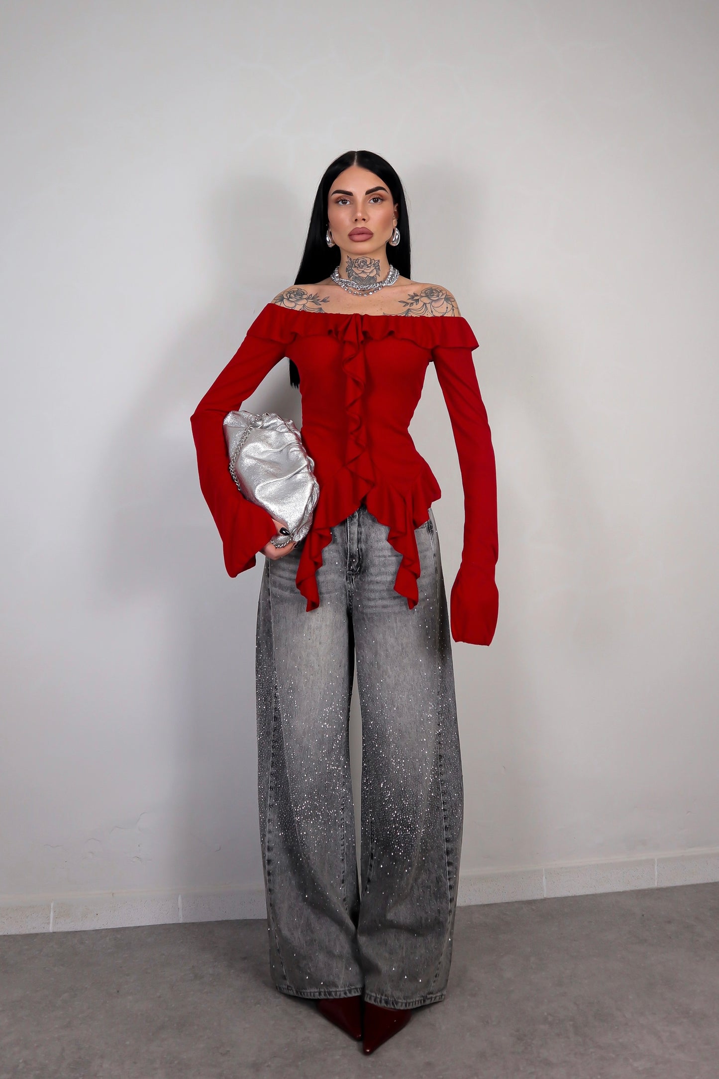 Jeans wide leg Brillo - Nero