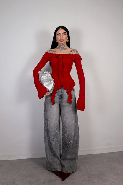 Jeans wide leg Brillo - Nero