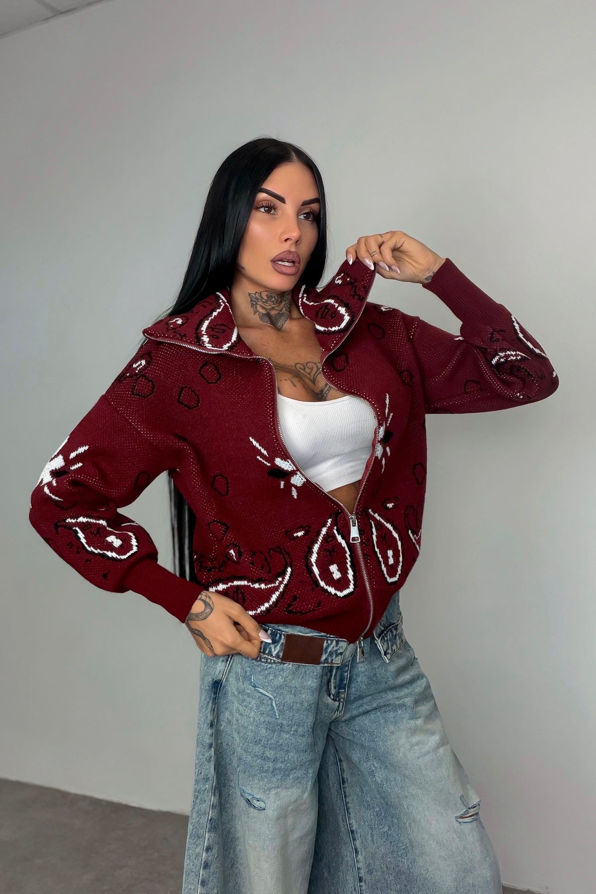Cardigan Bandana - Bordeaux