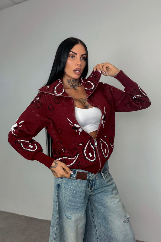 Cardigan Bandana - Bordeaux