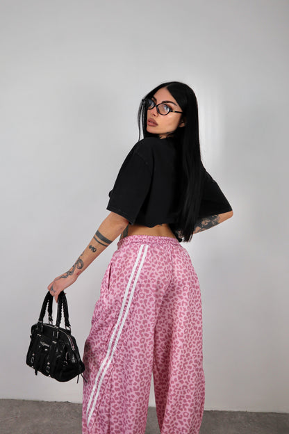 Pantalone Tuta Stripes Balloon - Leopardato Rosa