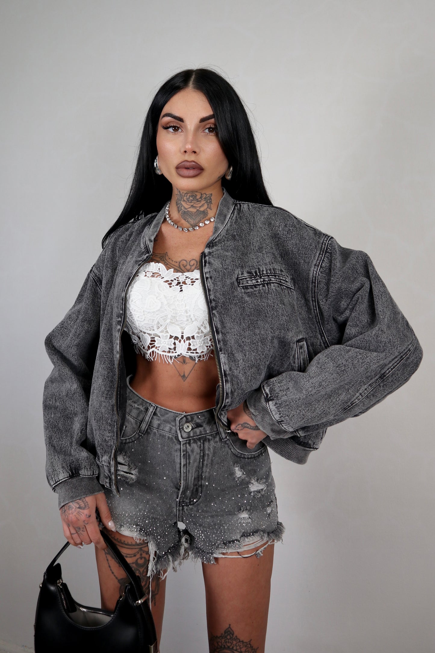 Bomber denim Street - Nero fumo