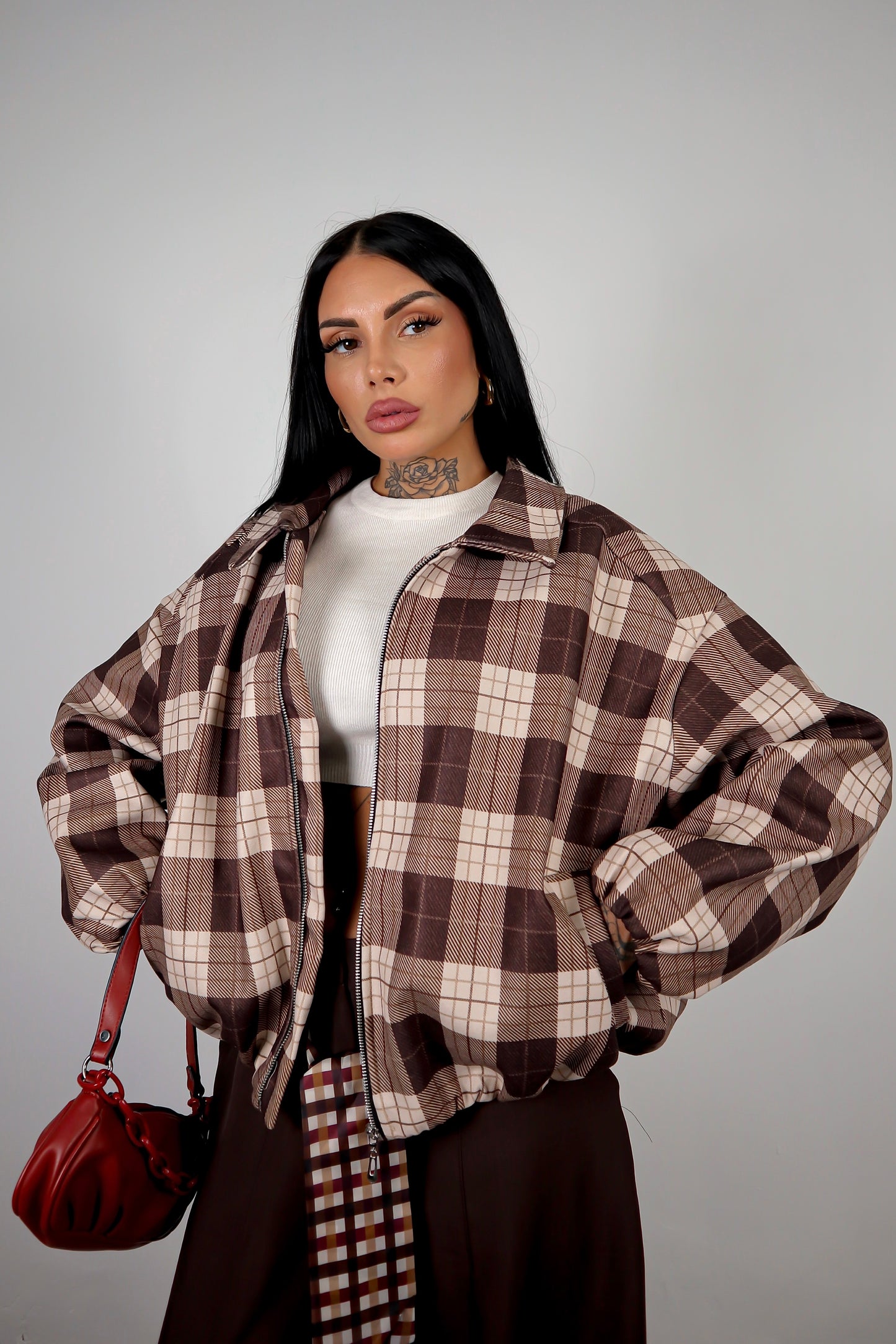 Bomber Tartan - Marrone