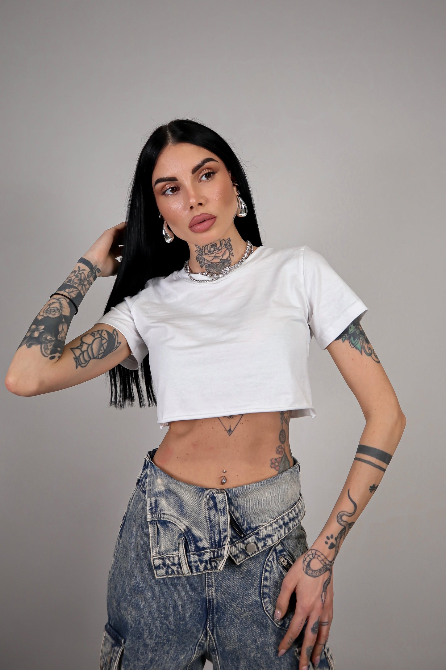 T-shirt Basic Crop - Bianco
