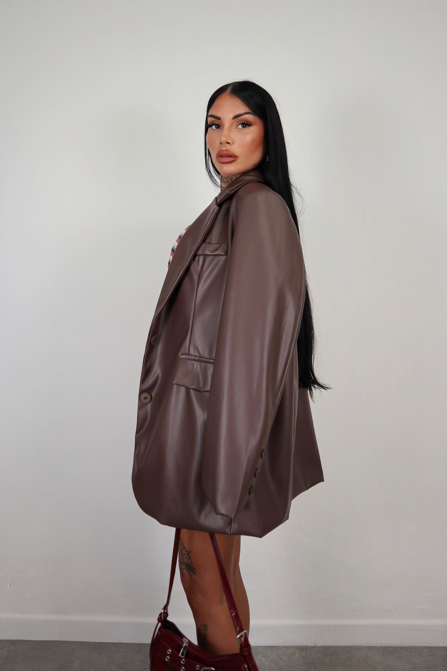 Blazer Ecopelle Over - Marrone