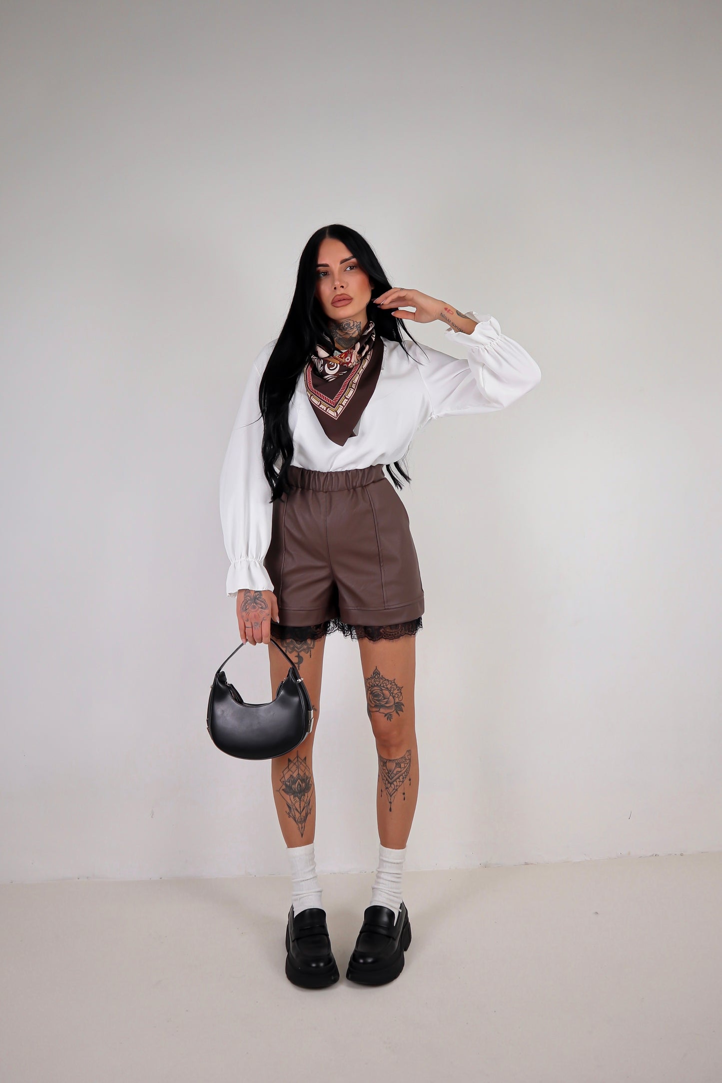 Shorts ecopelle Vicky - Marrone
