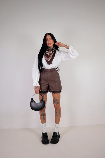 Shorts ecopelle Vicky - Marrone