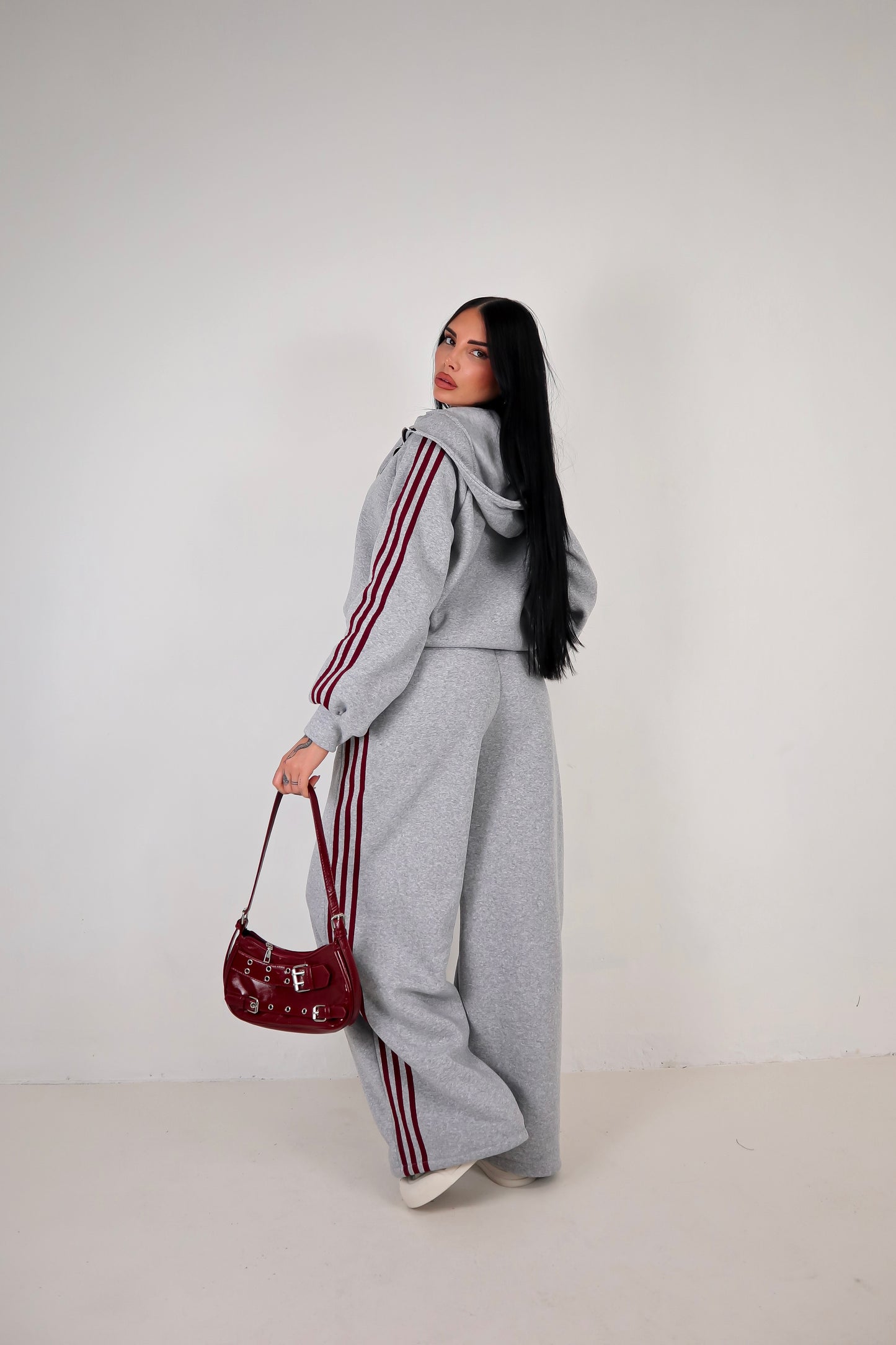 Completo Tuta Adi - Grigio/Bordeaux