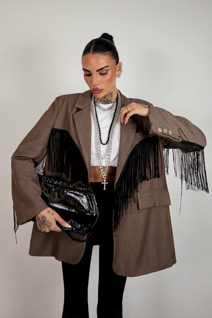 Blazer over Frange - Marrone