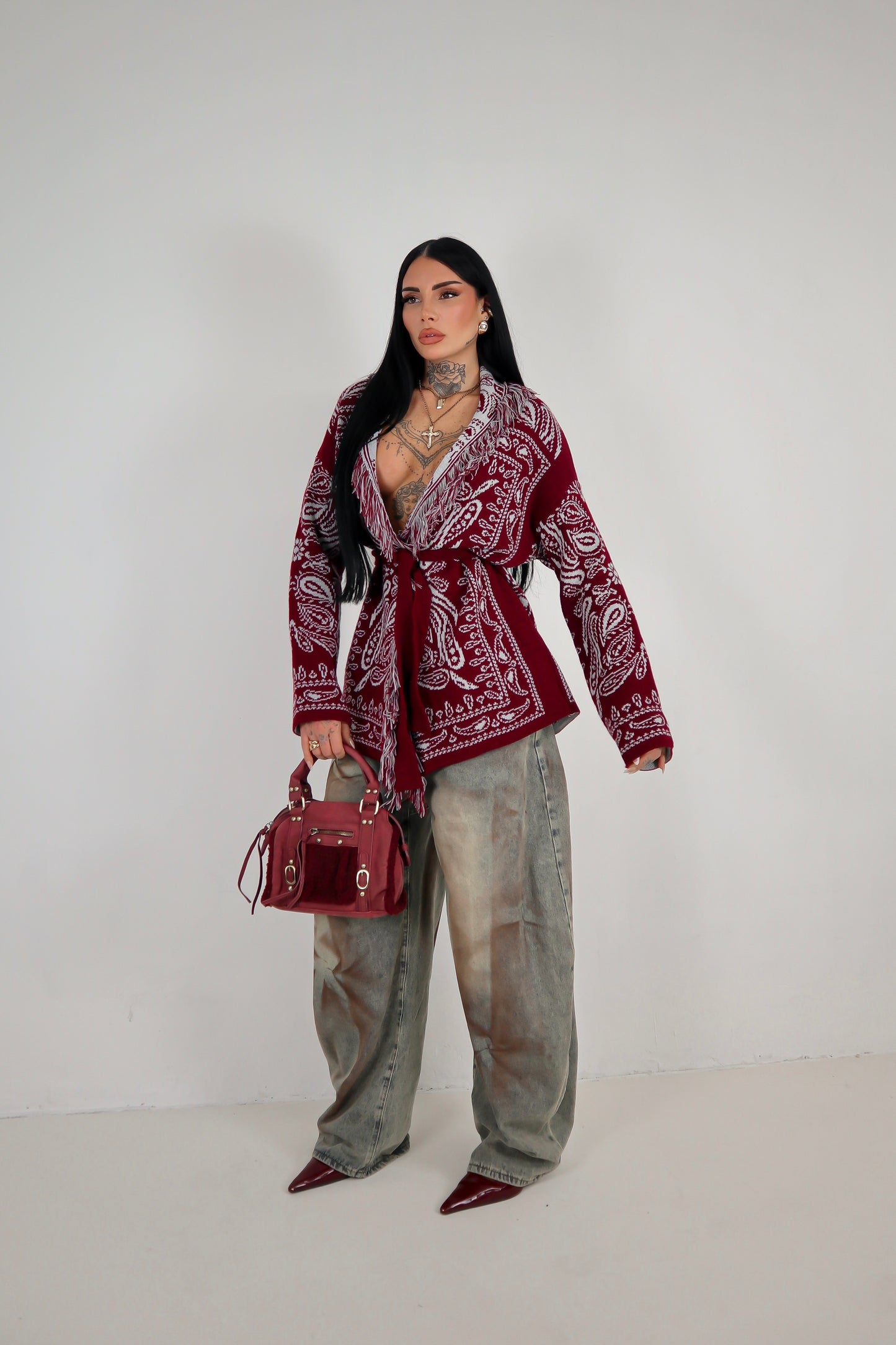 Cardigan Perù - Bordeaux