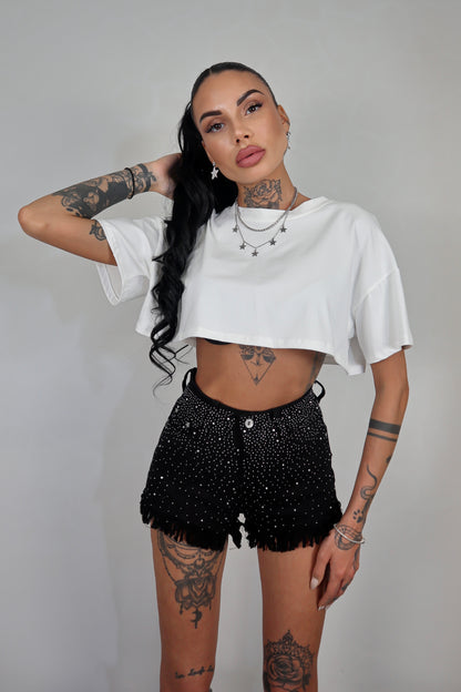 Shorts Brillo Frangette - Nero
