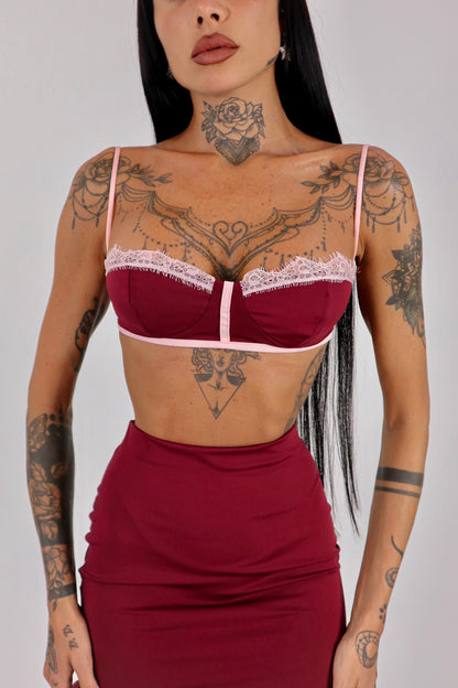 Completo Beverly - Bordeaux/rosa