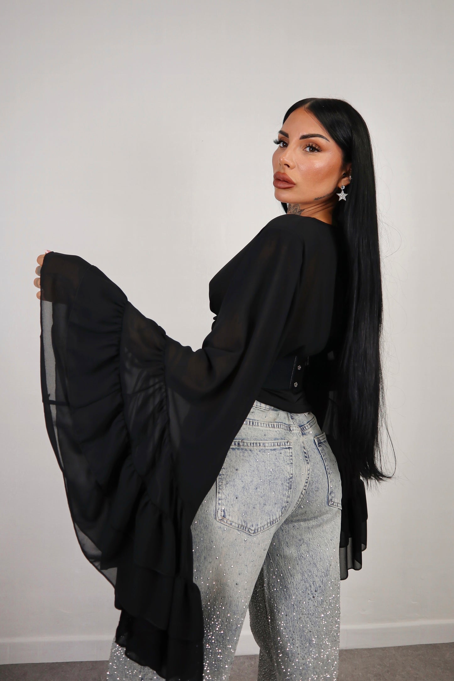 Blusa Morticia - Nero