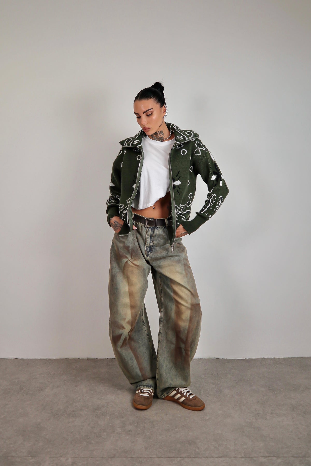 Cardigan Bandana - Verde militare