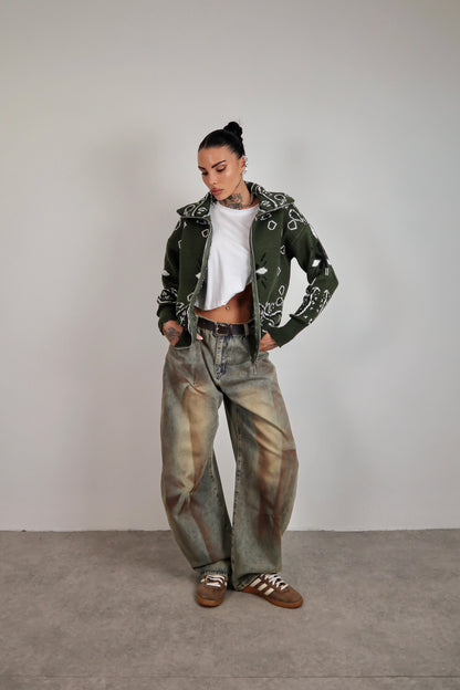 Cardigan Bandana - Verde militare