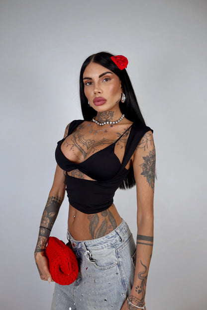 Crop Top Nausika - Nero
