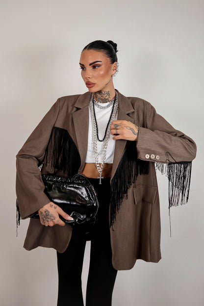 Blazer over Frange - Marrone