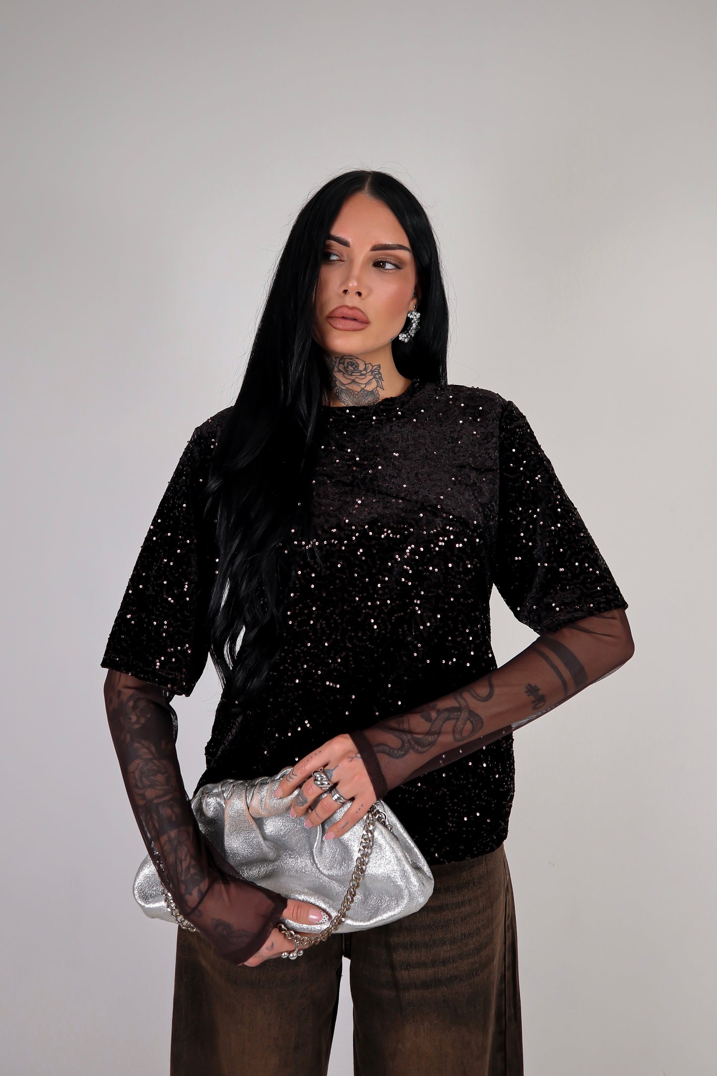 Maglia Paillettes Virginia - Marrone